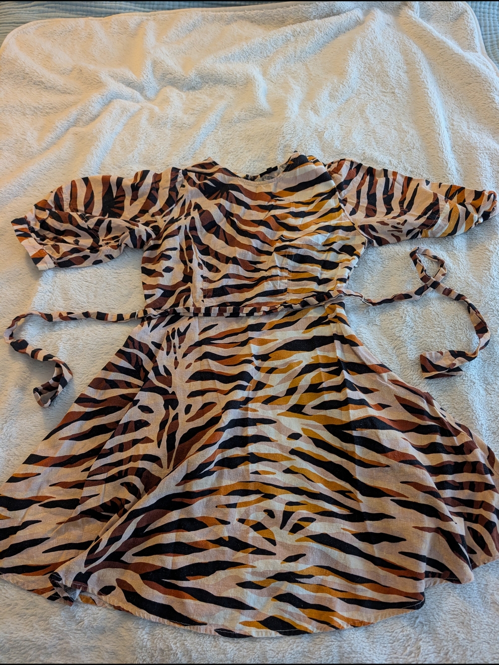 Who What Wear Brown and Black Zebra Print Wrap Dress